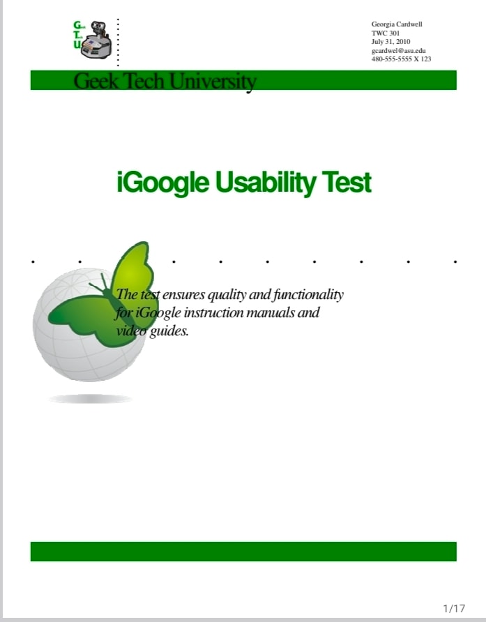 iGoogle Usability Test